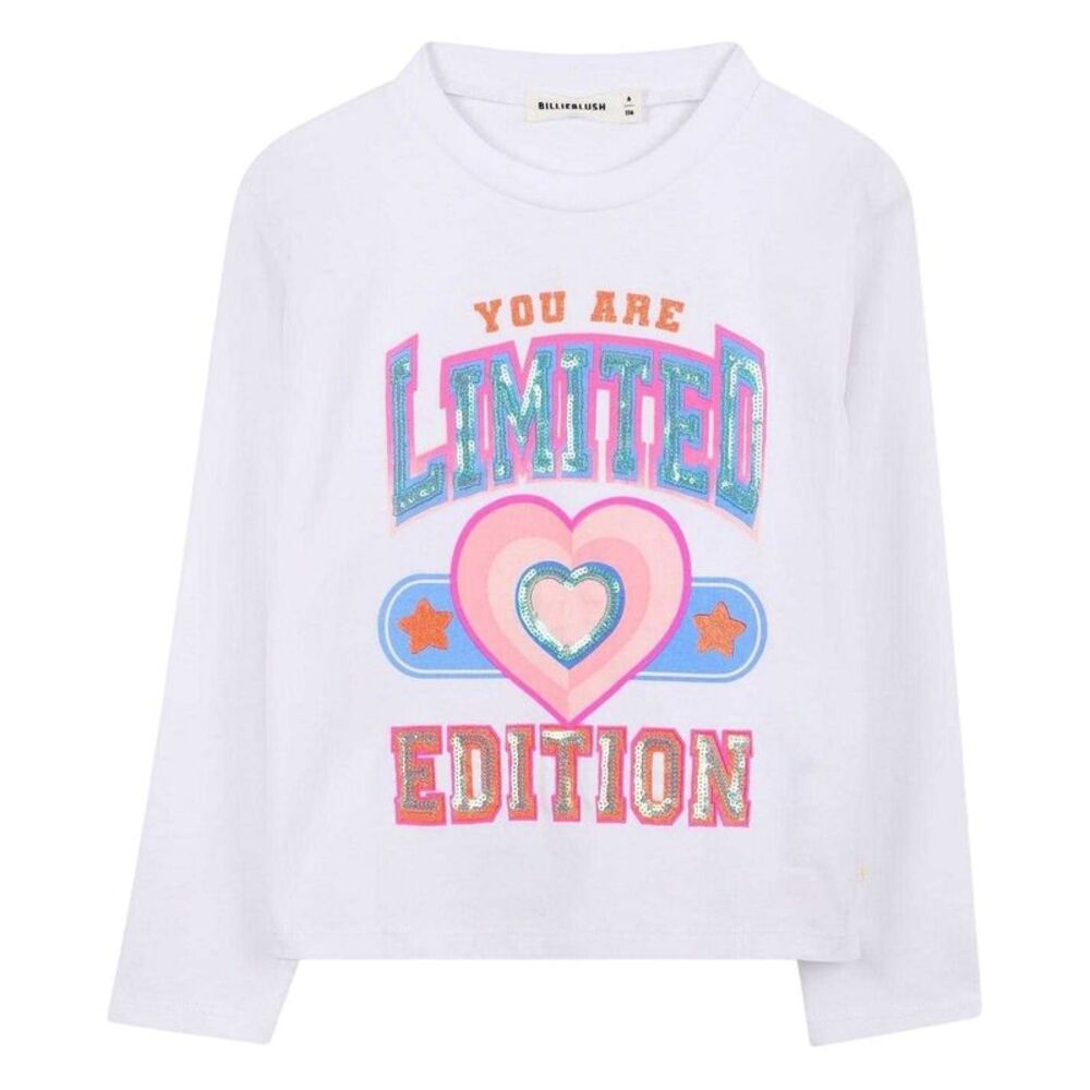 Billieblush Girls Heart Regular Long-Sleeved T-Shirt / White